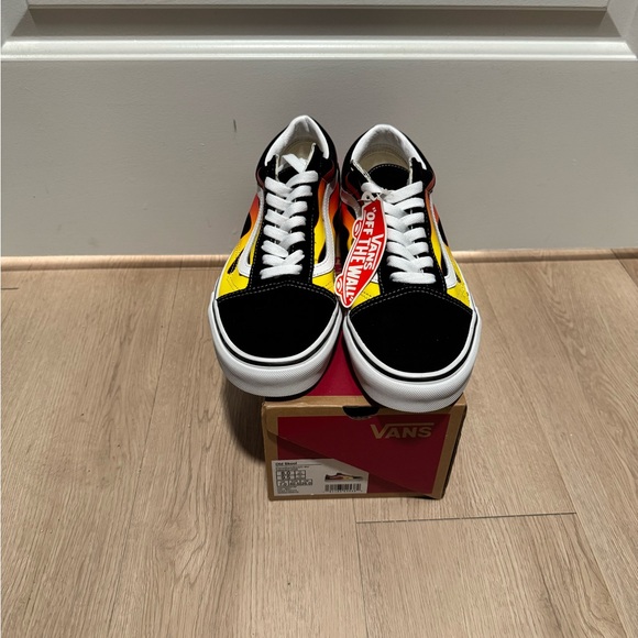 Vans Black and Yellow Flame Design Sneakers - Picture 2 of 4